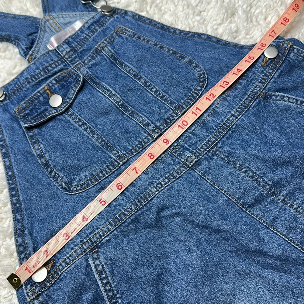 No Boundaries Medium Wash Short Overalls Denim Jean Casual Adjustable - Picture 4 of 5